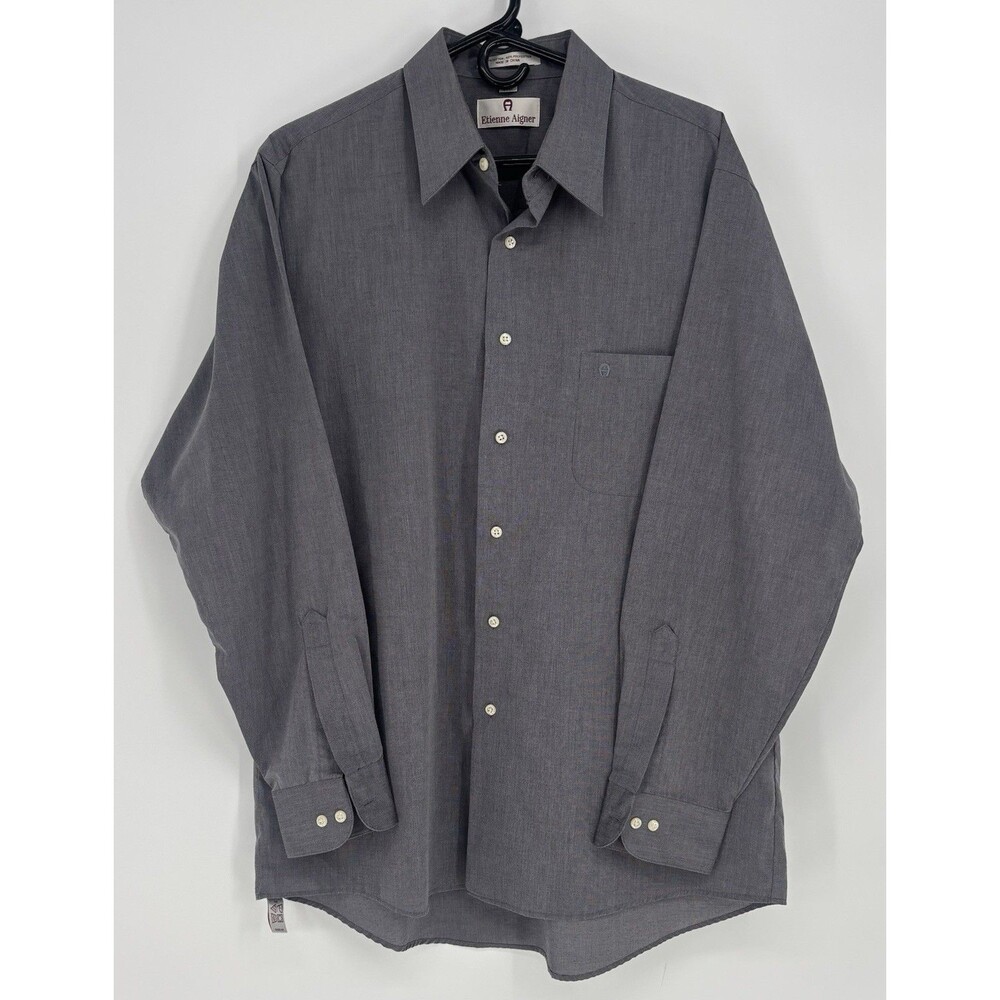 Etienne Aigner Men’s Gray Dress Shirt 16.5 34/35 Cotton Blend Long Sleeve EUC